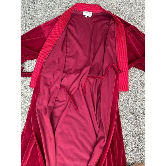 Vintage Christian Dior Red Long Bath Robe Arnel Blend Tie Front USA Made Size S - Picture 16 of 16